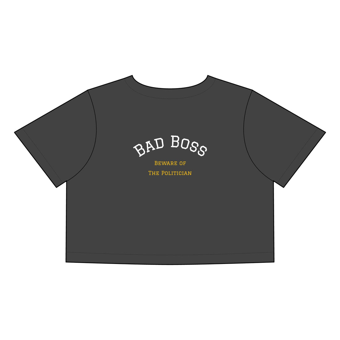 Bad Boss Crop Tee – “Beware of the Politician” | Women’s Graphic Shirt, Trendy Casual Wear, Book Merch & Gift Idea