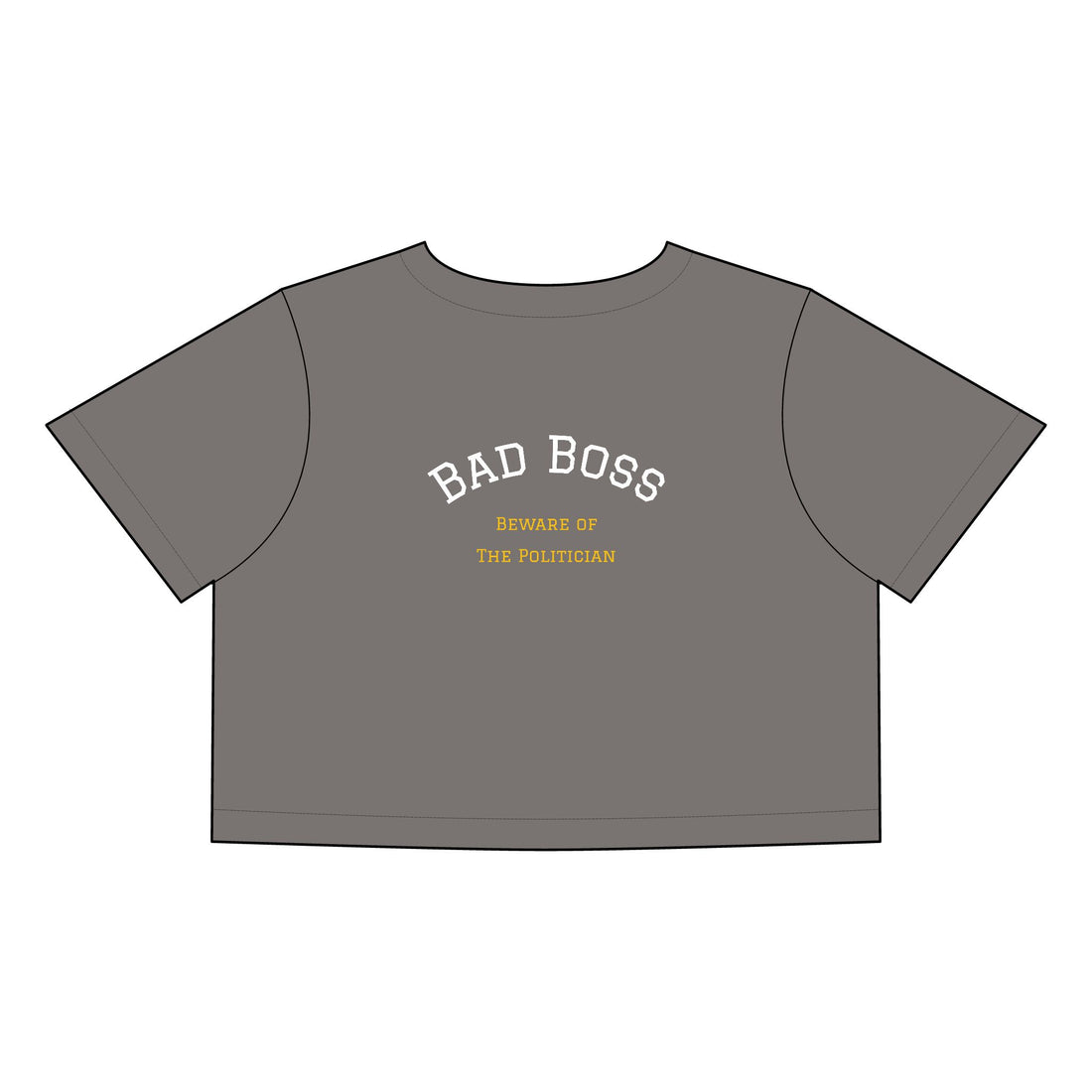 Bad Boss Crop Tee – “Beware of the Politician” | Women’s Graphic Shirt, Trendy Casual Wear, Book Merch & Gift Idea